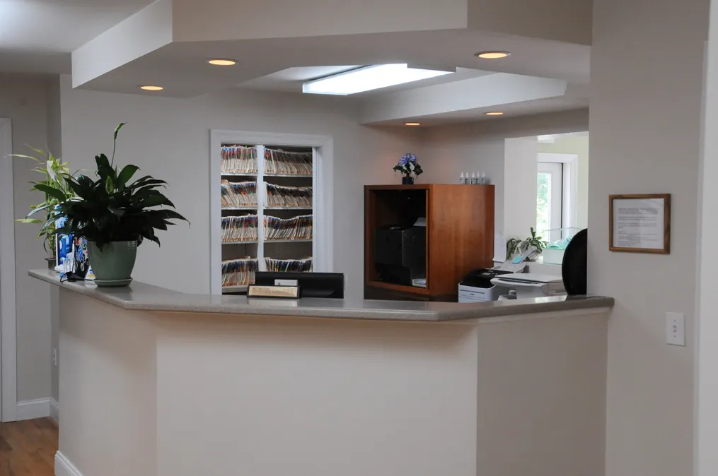The front desk and patient records at the office